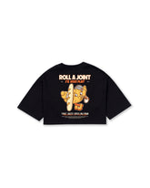 CAMISETA CROP OVERSIZED ROLL A JOINT NEGRO