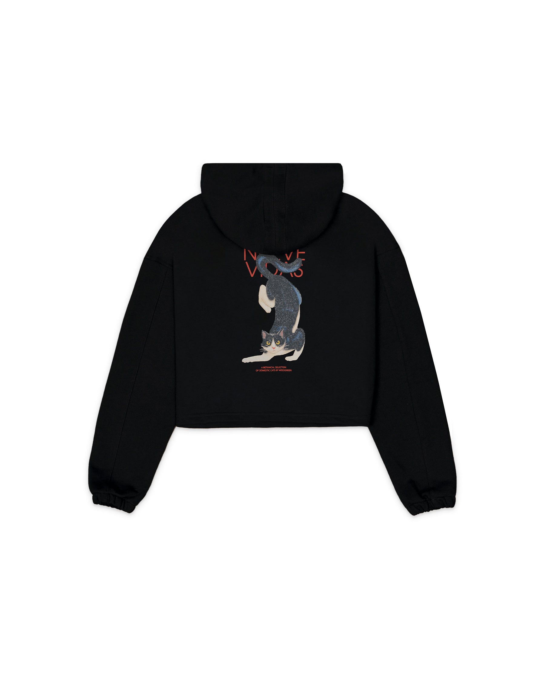 HOODIE CROP OVERSIZE MEOWS  AND MIRACLES NEGRO