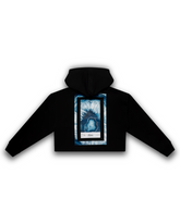 HOODIE CROP OVERSIZE ART AZUL NEGRO