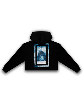 HOODIE CROP OVERSIZE ART AZUL NEGRO