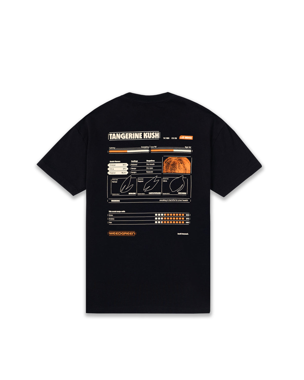 CAMISETA TANGERINE KUSH NEGRO