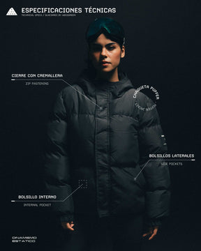 JACKET PUFFER NEGRA MATE