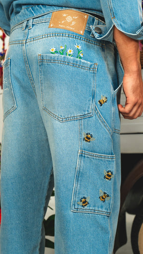 JEAN HOMBRE POLINIZADORES AZUL MEDIO