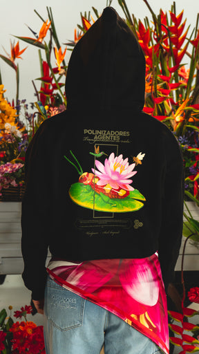 HOODIE CROP OVERSIZE LOTO NEGRO