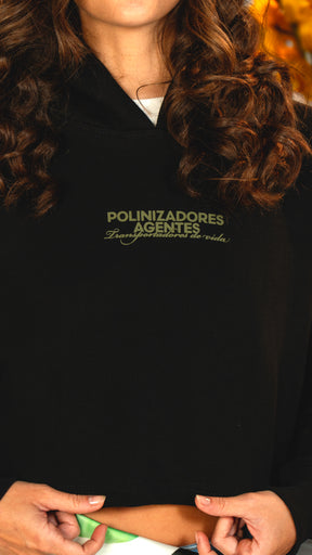 HOODIE CROP OVERSIZE LOTO NEGRO