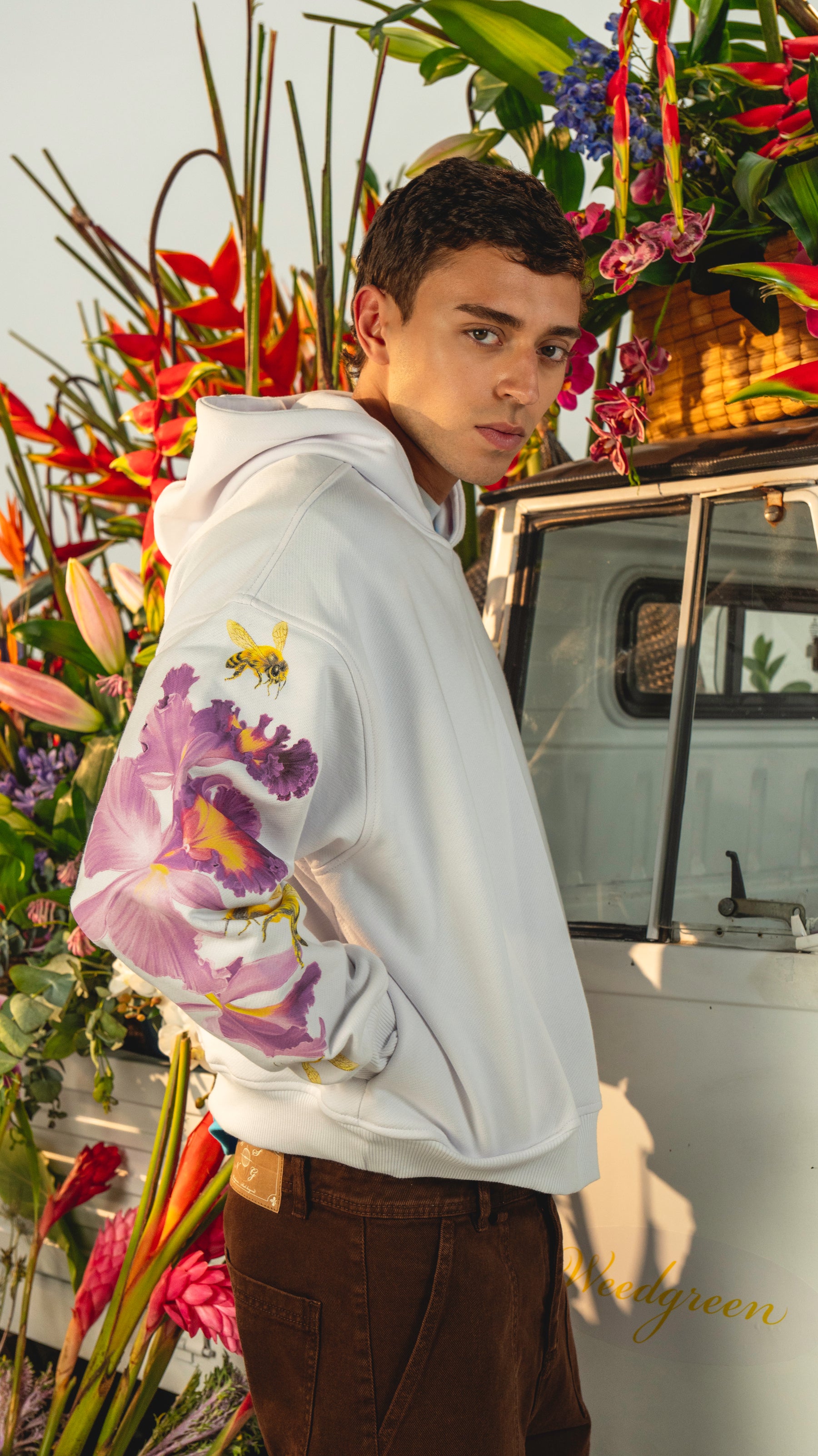 HOODIE BOX ART ORQUIDEA BLANCO