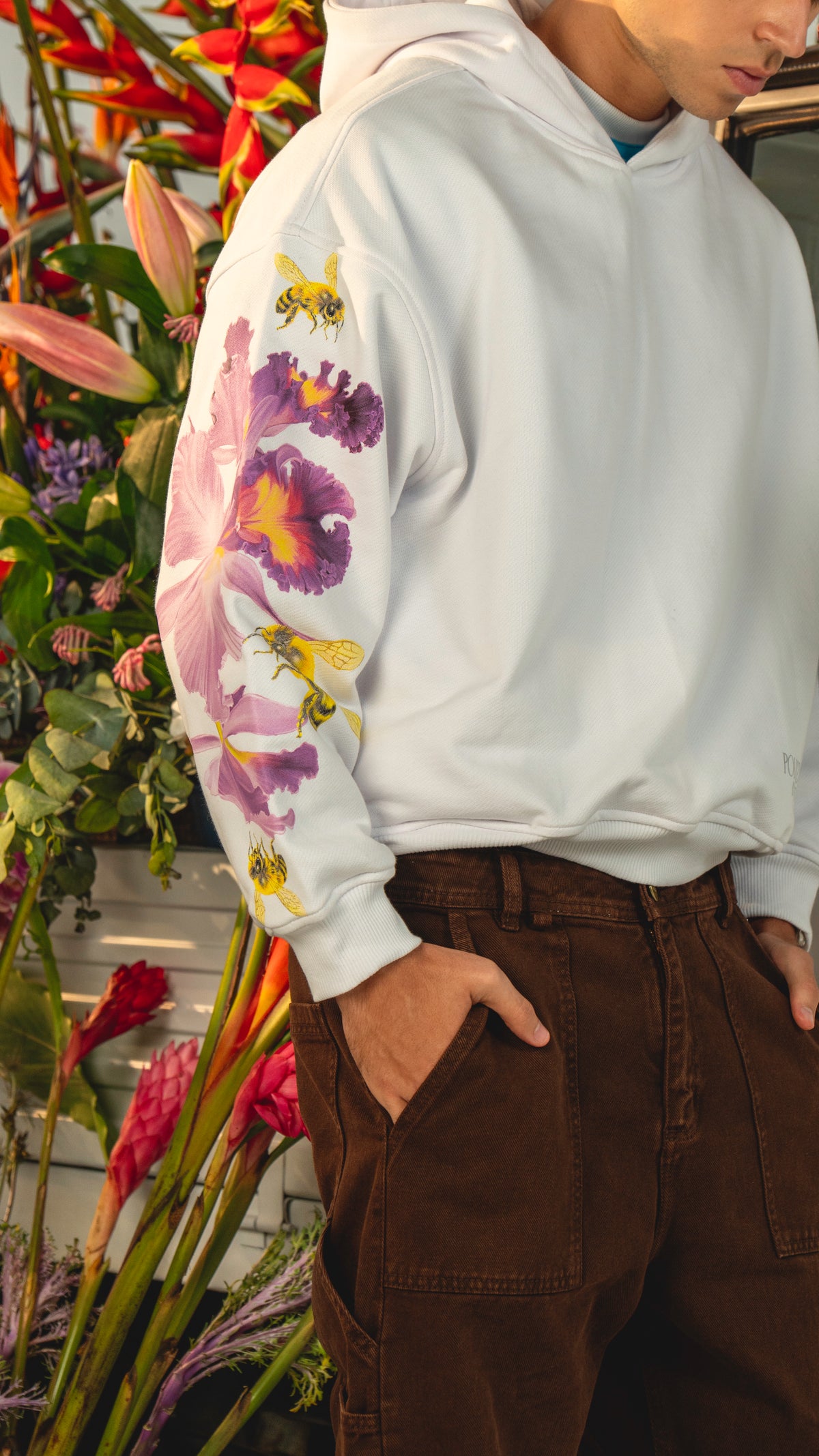 HOODIE BOX ART ORQUIDEA BLANCO