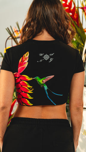 BABY TEE ART HELICONIA NEGRO
