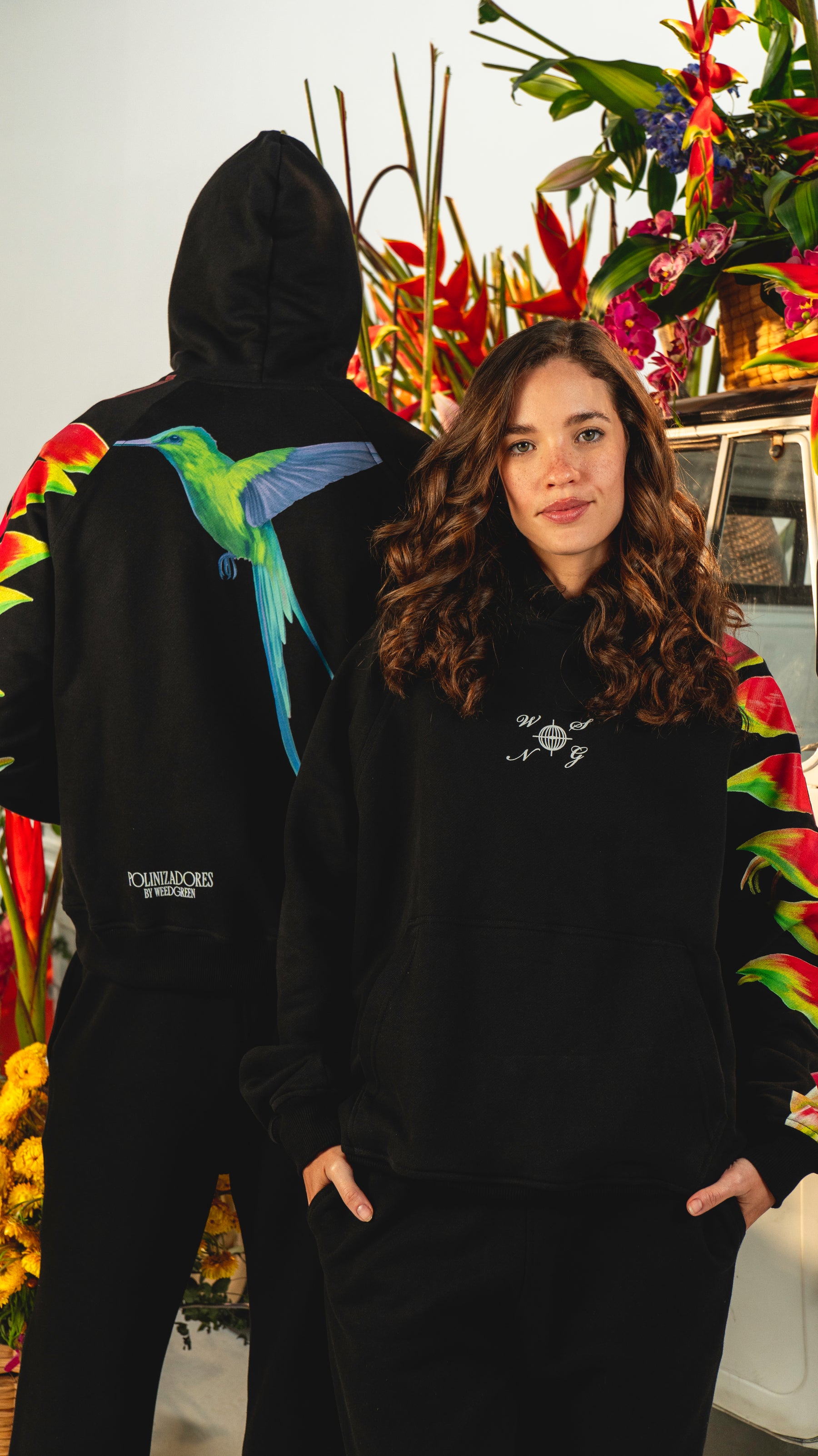 HOODIE ART HELICONIA NEGRO