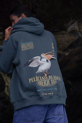 HOODIE CON CIERRE PELICANO GRIS
