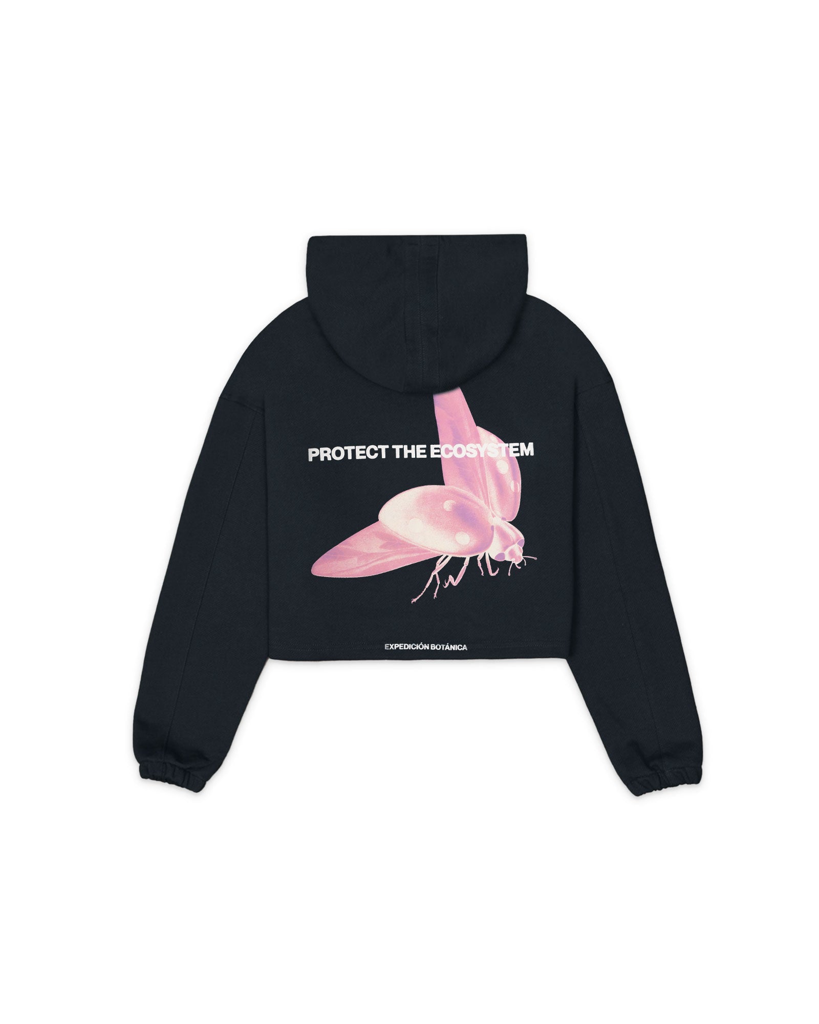 HOODIE CROP OVERSIZE PROTECT THE ECOSYSTEM NEGRO