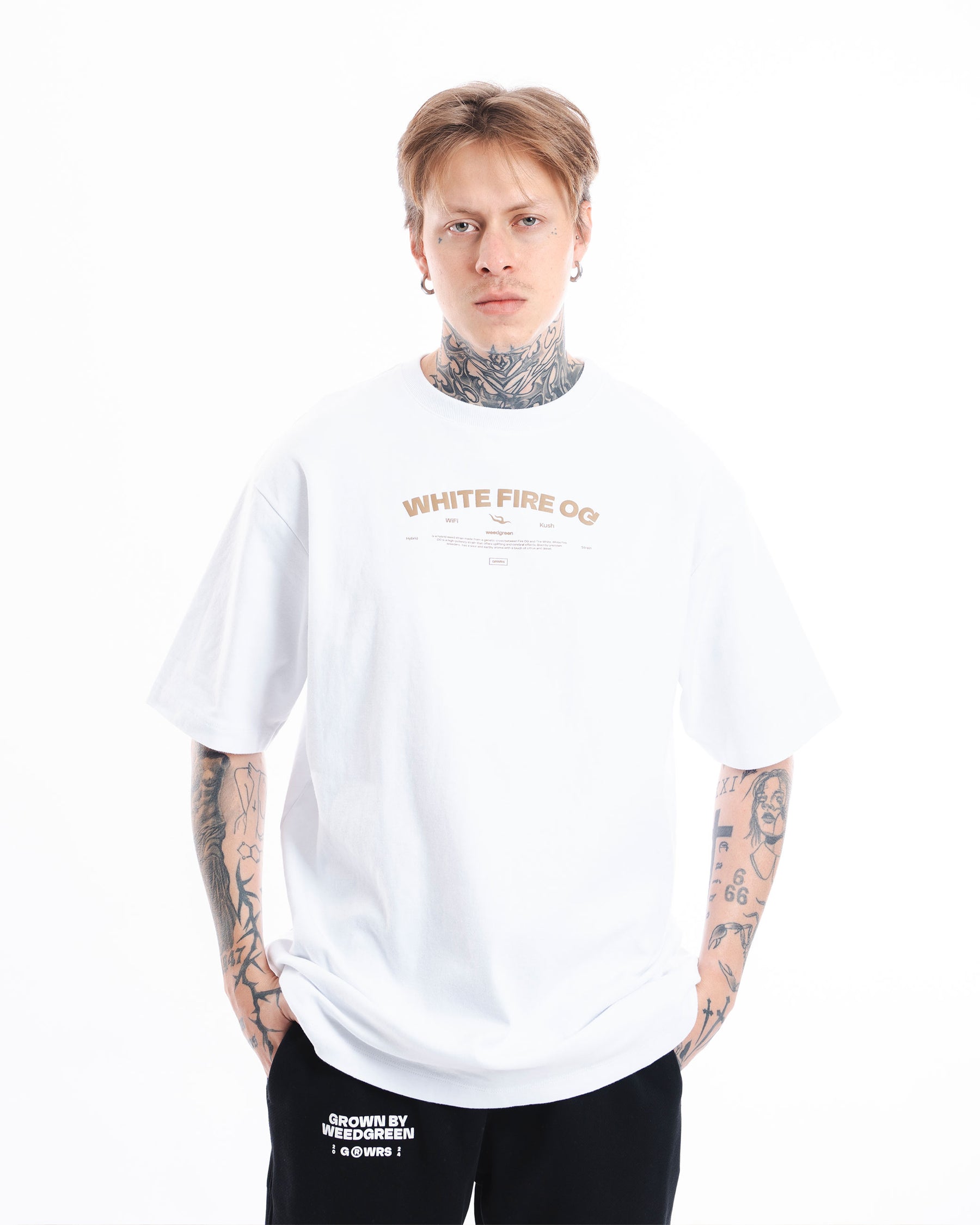 CAMISETA OVERSIZE WHITE FIRE OG BLANCO