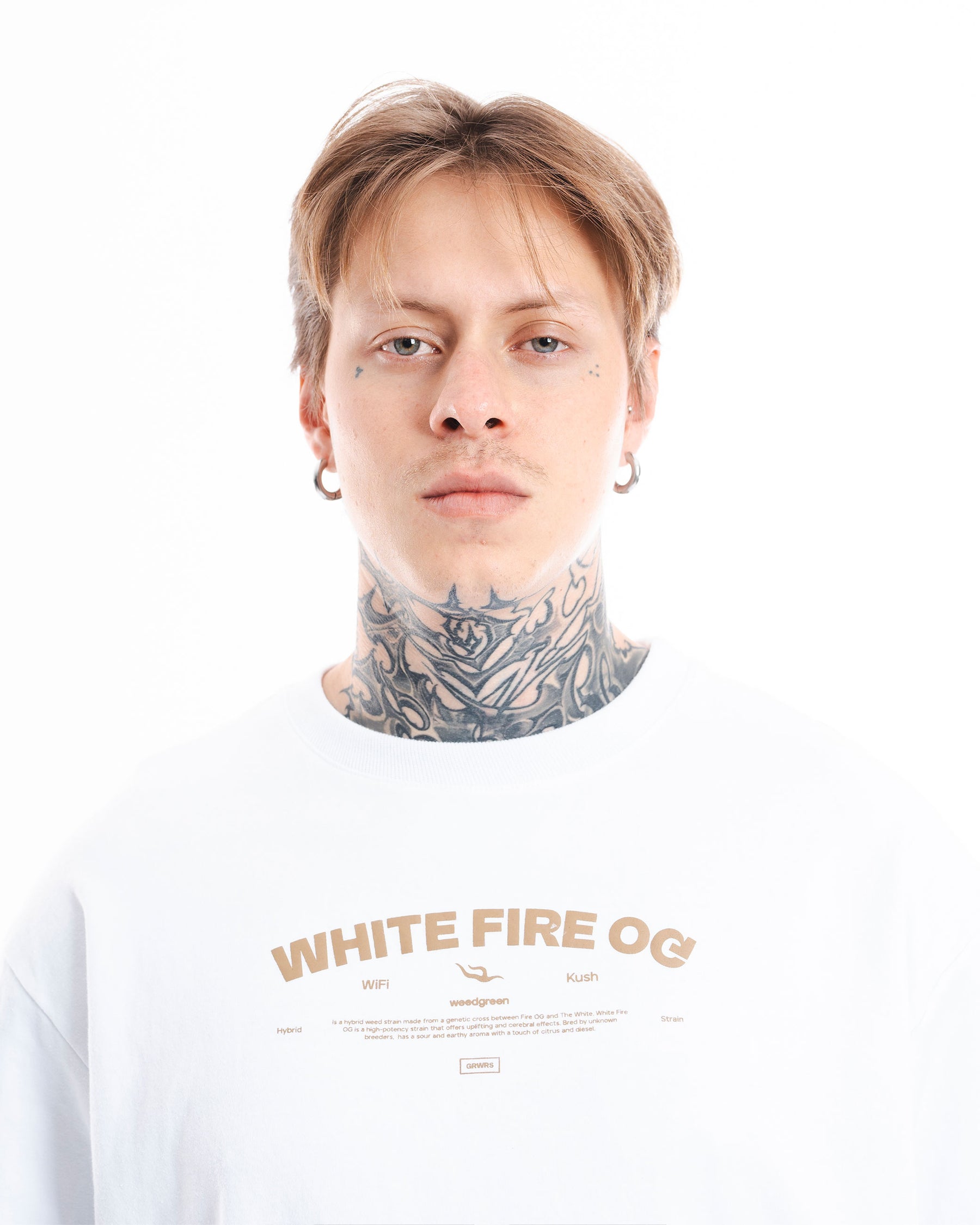 CAMISETA OVERSIZE WHITE FIRE OG BLANCO