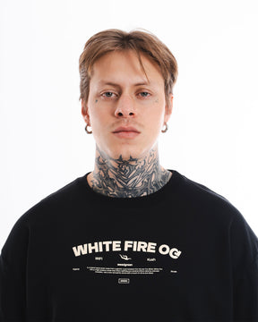 CAMISETA OVERSIZE WHITE FIRE OG NEGRO