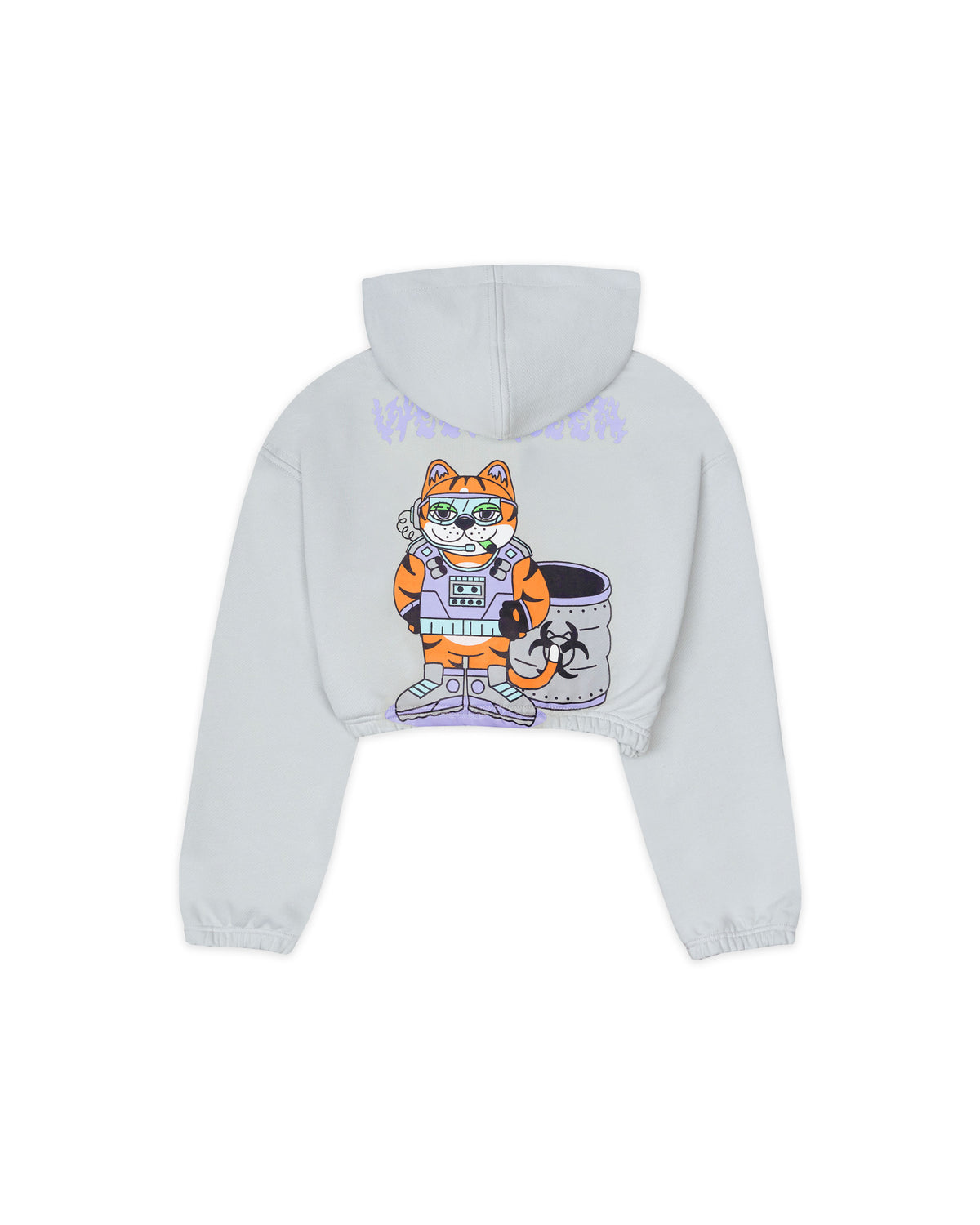 HOODIE CROP ENRESORTADO CELESTIAL CAT RADIANCE  GRIS