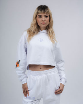 HOODIE CROP OVERSIZE KITTY SHOT BLANCO