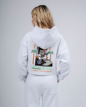 HOODIE CROP OVERSIZE KITTY SHOT BLANCO