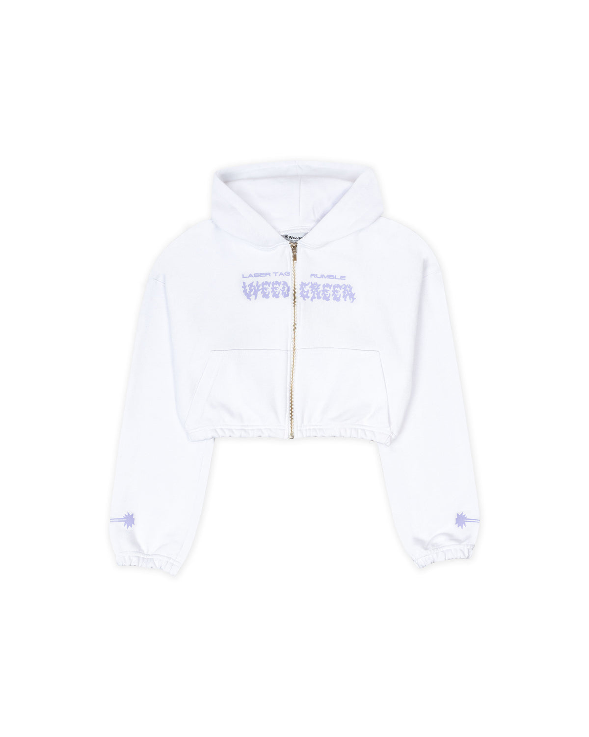 HOODIE CROP ENRESORTADO CELESTIAL CAT RADIANCE  BLANCO