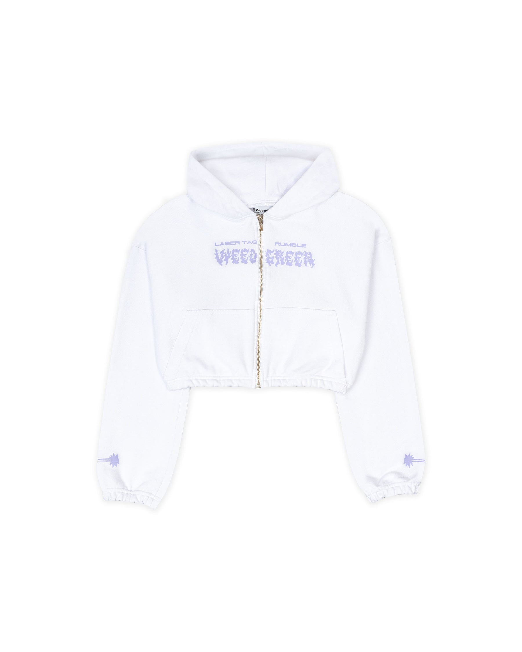 HOODIE CROP ENRESORTADO CELESTIAL CAT RADIANCE  BLANCO