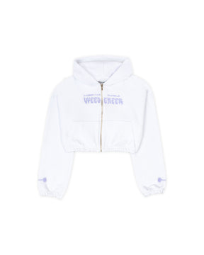 HOODIE CROP ENRESORTADO CELESTIAL CAT RADIANCE  BLANCO