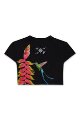 BABY TEE ART HELICONIA NEGRO